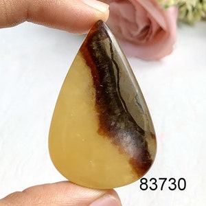 Cabochon septarien jaune naturel AAA +, pierre semi-précieuse, cristal de Protection septarienne jaune lisse, utilisation de bijoux pour pendentifs