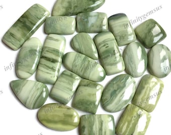 Serpentine Gemstone Cabochon Wholesale Lot, Serpentine Cabochon Lot By weight. Serpentine Crystal for DIY jewellery making, Healing Crystal