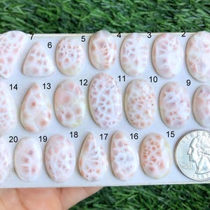 Cabujón de Thomsonita SELECCIONADO, Natrolita Natural (Thomsonita) para la fabricación de anillos, Hermoso Larimar Rosa, Piedra Preciosa Suelta (Lote N5)