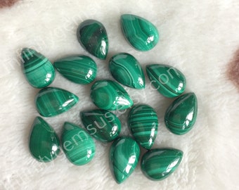 10pcs 8x12mm natürliche Malachit Cabochon viel, 8 x 12 Birne Form Cabochon AAA Qualität, glatt poliert, Halbedelstein kalibrieren Größe