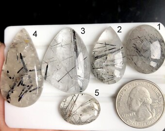 SELECTED Black Rutile Cabochon, Natural Semi Precious Gemstone For Jewelry Making, Black Rutile Loose Gemstone Pendant Jewelry LOT-1158