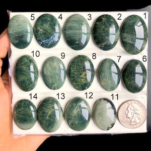 GESELECTEERDE groene oceaanjaspis cabochon, genezende halfedelsteen voor het maken van sieraden, met de hand gepolijste cabines, draadgewikkelde sieraden LOT-A44