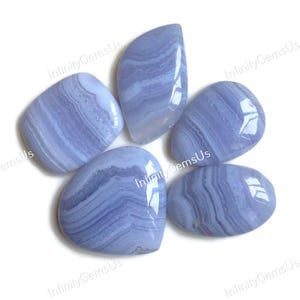 Blauer Spitze Achat Cabochon ca.25-32 mm, Mix Formen und Größen 5 Stück Lot gleichen wie Bild, Wire Wrapping Anhänger 84138