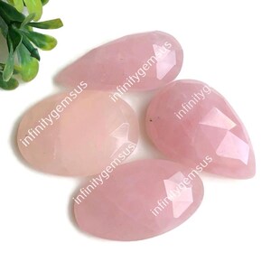 Cabochão facetado de quartzo rosa, 28 x 31 mm, aproximadamente formas e tamanhos mistos, 4 peças, lote, uso para fabricação de joias, cristal de cura, pedras preciosas de nascimento 84512