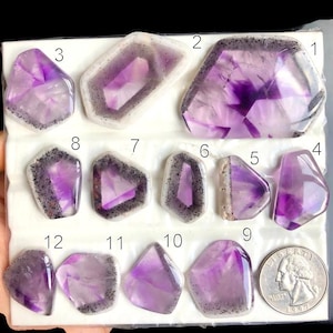 Piedra preciosa de amatista trapiche seleccionada, piedra preciosa de amatista cortada a mano para joyería, piedra de nacimiento, lote A110