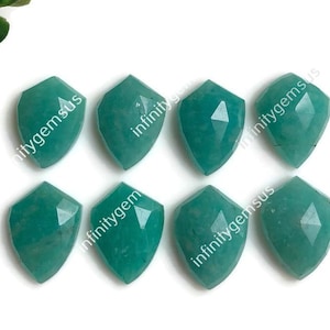 Pietra preziosa sfaccettata taglio rosa amazzonite 10 x 14 mm, buona qualità, forma a scudo amazzonite con pietra preziosa a fondo piatto, confezione da 10 anelli con pietre preziose sfuse