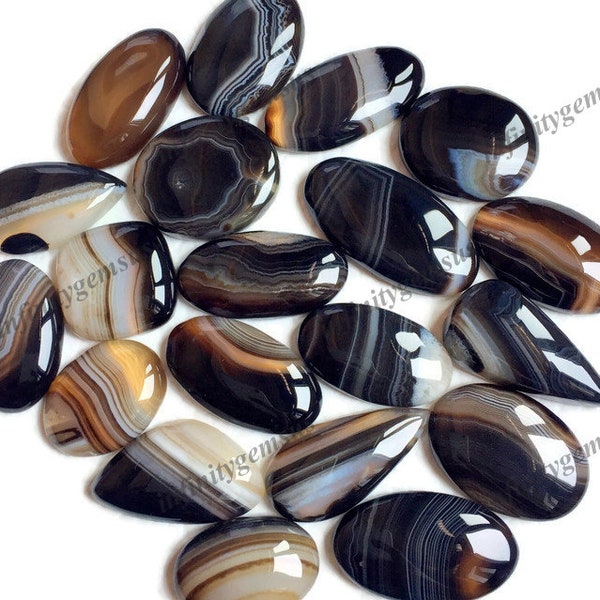 Banded Agate Gemstone Cabochon Wholesale Lot, Agate Cabochon Lot By weight. Christmas Sale Crystal Gift, DIY jewellery making & Home Décor