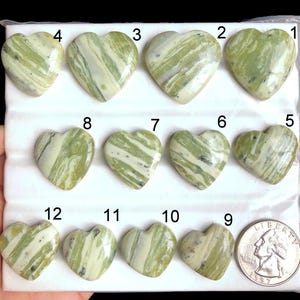 Selected Green Serpentine Heart Cabochon, Natural Semi Precious Gemstone For Jewlery Making, Serpentine Heart Crystal Gestone jewelry