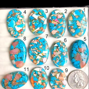 Cabujón de turquesa de piedra solar de cobre comprimido, piedra preciosa suelta para joyería, cabujones hechos a mano, lote 191