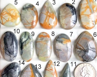 Geselecteerde Picasso Jaspis cabochon, natuurlijke halfedelsteen voor het maken van sieraden, sieraden in westerse stijl, geboortesteen edelsteen LOT-A367