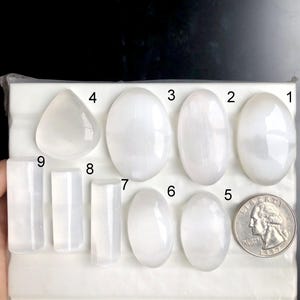 Cabujón de selenita blanca seleccionado, piedra semipreciosa natural para joyería, cristal curativo, piedra preciosa suelta, lote A184