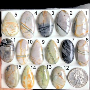 Cabochon en jaspe Picasso sélectionné, pierre semi-précieuse naturelle pour la fabrication de bijoux, bijoux en jaspe naturel en vrac, bijoux bohème