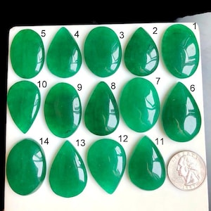 Cabujón de cuarzo verde seleccionado, hecho a mano, hermosa piedra preciosa de ágata teñida de verde para crear colgantes perfectos, cristal curativo, lote V6