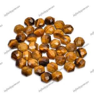 Tijgeroog zeshoekige vorm Rose Cut edelsteen, 10 stuks veel hooggepolijste losse edelsteen voor sieraden maken, meditatie kristal geboortesteen sieraden
