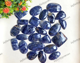 Faceted Sodalite Jasper Gemstone Cabochon Wholesale Lot By Weight With Different Shapes And Sizes Used For Jewelry Making Birthstone Crystal