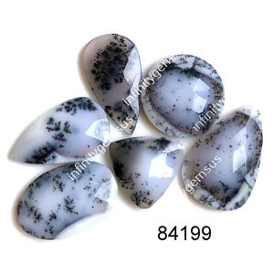 Dendriet-opaal cabochon, maat 20-31 mm, ongeveer verschillende vormen en maten Geweldige gefacetteerde opaal edelsteen voor sieraden, verpakking van 6, gepolijste steen 84199