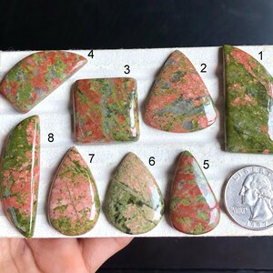 Cabochon en jaspe unakite sélectionné, pierre semi-précieuse naturelle pour une fabrication de pendentifs parfaite, bijoux cabochon fait main de style sud-ouest