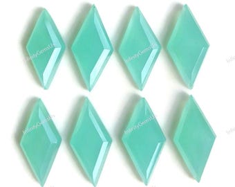 10 x 20 mm aqua chalcedoon ruit gefacetteerde edelsteen, 10 x chalcedoon met platte edelsteen, losse edelsteen, gefacetteerde sieraden