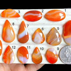 Geselecteerde cabochon met oranje gestreepte agaat, natuurlijke halfedelsteen voor het maken van sieraden, handgemaakte ambachtelijke ontwerpen, geboortesteen LOT-L2