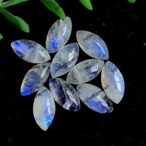 Regenboog Maansteen Cabochons Mrquise Shape Edelsteen, 7x14mm 10st veel hoog gepolijste losse edelsteen voor sieraden maken, meditatiekristal