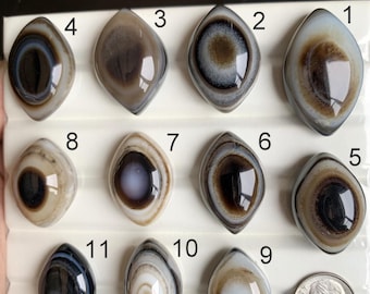 GESELECTEERDE oogagaat cabochon, natuurlijke Shiva derde oog, gestreepte agaat oog edelsteen voor het maken van sieraden, oogagaat draadgewikkelde hangers sieraden