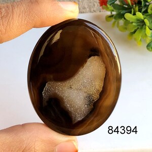 Cabochon Druzy naturale nero, grande formato 42x15x6mm forma ovale, pietra preziosa curativa per gioielli, pietra preziosa a fondo piatto, cristallo energetico