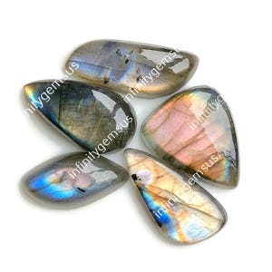 Cabochon labradorite multi-feu, 21-28 mm environ, Formes et tailles variées, dos plat, Pierre précieuse à dos plat, Cristal de méditation, Cristal naturel 84348