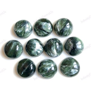 Cabochons en séraphinite de 10 mm de forme ronde, séraphinite calibrée, lot de 10 pierres précieuses faites à la main, bijoux de créateur bohème
