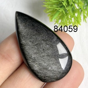 Mooie zilveren glans obsidiaan cabochon, natuurlijke halfedelsteen voor het maken van sieraden, handgemaakte edelsteen cabochon, obsidiaan sieraden