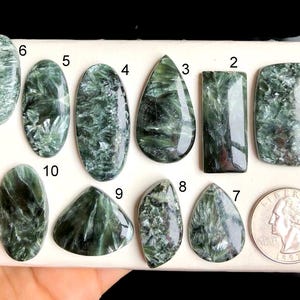 SELECTED serafinite cabochon, goede kwaliteit serafiniet edelsteen voor het maken van sieraden, handgepolijste cabines, draadgewikkelde hanger LOT-F7