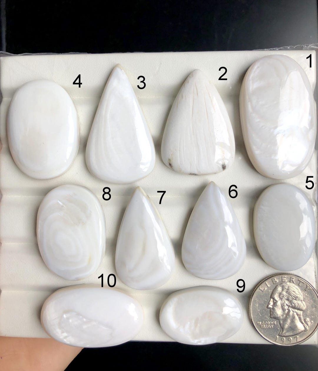 Selected White Shell Cabochon, Natural Semi Precious Gemstone for ...