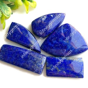Gemme di lapislazzuli di qualità superiore da 21-28 mm circa, forme e dimensioni miste, confezione da 5 pezzi con gioielli a fondo piatto, anelli per la creazione di pietre preziose in lapislazzuli 84431