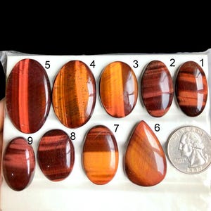 Cabujón de ojo de tigre rojo seleccionado, piedra semipreciosa natural para joyería, colgante de cristal de ojo de tigre, lote A151