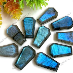 Natuurlijke labradoriet kistvorm edelsteen, 10 stuks 10 x 16 mm ca. gekalibreerde kistvorm stapsgewijs gesneden voor het maken van sieraden, meditatiekristal