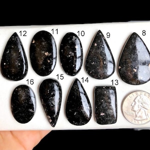 Cabochon di Nuummite selezionato, pietra semipreziosa sfusa per la creazione di gioielli, gioielli in Nuummite, pietra portafortuna LOT-A10