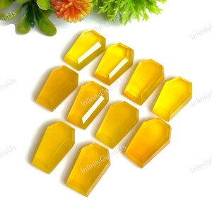 Gele onyx 10 x 16 mm edelsteen, 10 stuks per stuk getrapte lange kistvorm met platte achterkant edelsteen voor het maken van sieraden, onyx healing kristal