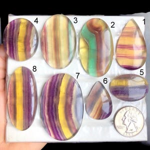 Cabochon en fluorite sélectionné, pierre semi-précieuse pour la fabrication de pendentifs parfaits, cabochon en cristal curatif en fluorite, cadeau pour elle LOT-A97