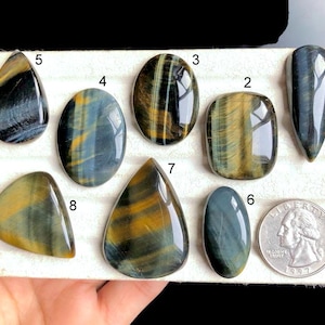 Cabochon bleu en oeil de tigre de bonne qualité, pierre semi-précieuse en vrac pour la fabrication de bagues et de bracelets, fil enveloppé, cristal de puissance, LOT-G2