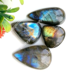 Cabochão de labradorita natural, 16 x 26 mm, aproximadamente, formato de mistura de labradorita multi-chama, pedra preciosa de labradorita de qualidade AAA para anéis 84438