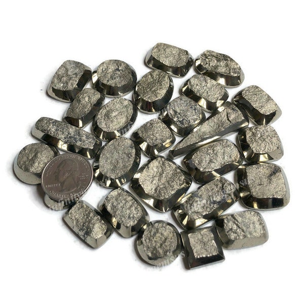 Natural Pyrite Druzy Gemstone Cabochon Wholesale Lot By Weight With Different Shapes And Sizes Used For Jewelry Making and craft supply