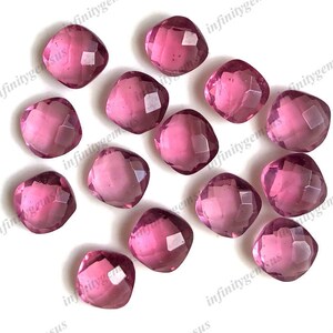 Pink Tourmaline Color Cushion Briolette 8mm Gemstone, 10 pcs Pack Faceted Cushion Briolette Birthstone Gemstone