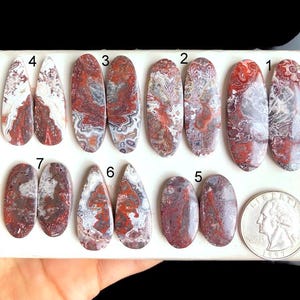 SELECTED Crazy Lace-agaatoorbellen paar cabochon, prachtige kanten agaat-edelsteen voor het maken van hangers, cabochons Love LOT-N7