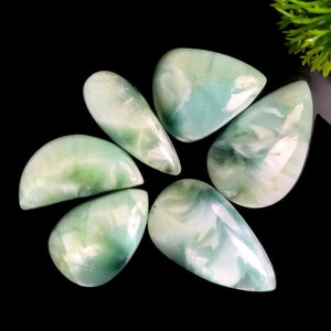 Cabochon hémimorphite vert naturel, 15 x 21 mm environ, Formes et tailles variées, Lot de 6 pièces, Lot de bijoux, Fournisseur d'artisanat, Beauté cabochon 83639