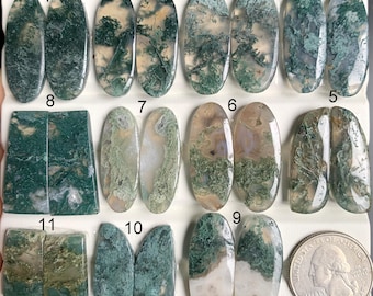 Moss Agate Gemstone-Cabochon, Natural Moss Agate Semi Precious Gemstone For Jewelry Making Handcrafted Artisan Design Jewelry Lot-1135