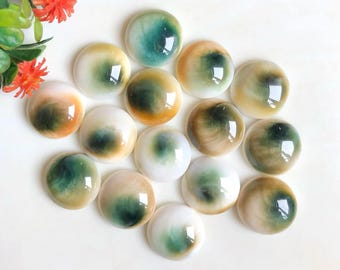 Australian Eye Shell 15x15mm Cabochon, CALIBRATED Round Shape With Flat-Back Gemstone For Jewelry Making, 10pcs Lot Use For Jewelry Making
