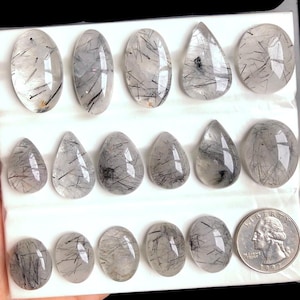 Ausgewählte Schwarzer Rutil Cabochon, natürlicher Halbedelstein für die Schmuckherstellung Schwarzer Rutil Natürlicher Loser Edelstein Schmuck LOT-A238