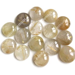 14 mm ronde cabochon met gouden rutiel, gekalibreerde halfedelstenen losse edelstenen maken, lot van 10 stuks, edelsteensieraden voor ringen