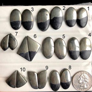SELECTED Pyrite Earrings Pair Cabochon, Natural Semi Precious Gemstone For Jewelry Making, Pyrite Healing Crystal Gemstone Jewelry LOT-A246