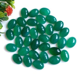 Cabochão de ônix verde em formato oval, pedra preciosa, 10 x 14 mm, aprox. 10 peças, lote, pedra preciosa de ônix, uso para fabricação de joias, presente para pessoa especial, pedra de nascimento
