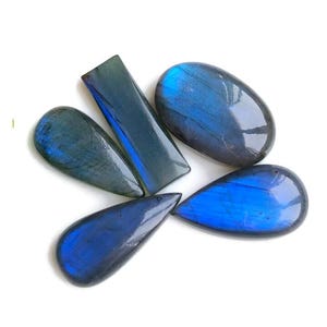 Magnifique cabochon en labradorite, formes et tailles variées 28 x 31 mm, lot de 5 pcs, bagues et bracelet pour fabrication de labradorite bleue flashy, pierre de naissance 84216